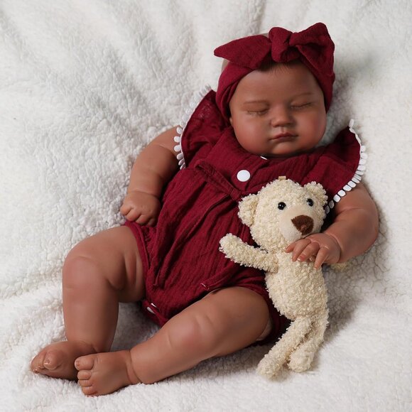 Reborn Baby Dolls Black 20 Inch Lifelike Soft Body Realistic Newborn Baby Doll - Picture 8 of 8